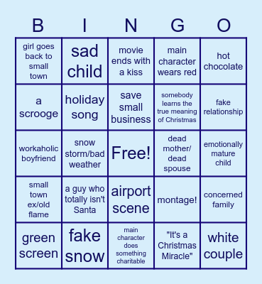 Holiday movie Bingo! Bingo Card