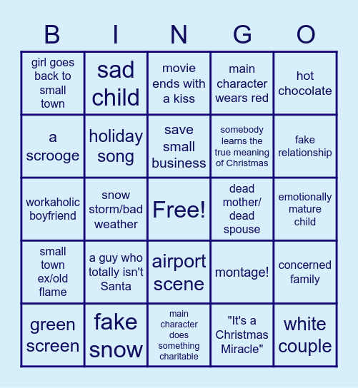 Holiday movie Bingo! Bingo Card