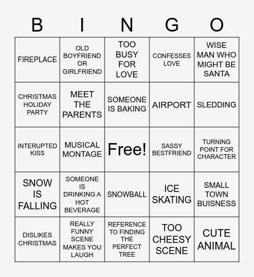 CHRISTMAS MOVIE BINGO Card