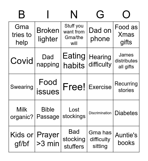 Christmas Bingo Card