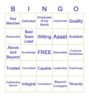 All About Treasell! Bingo Card