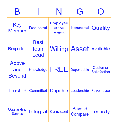 All About Treasell! Bingo Card
