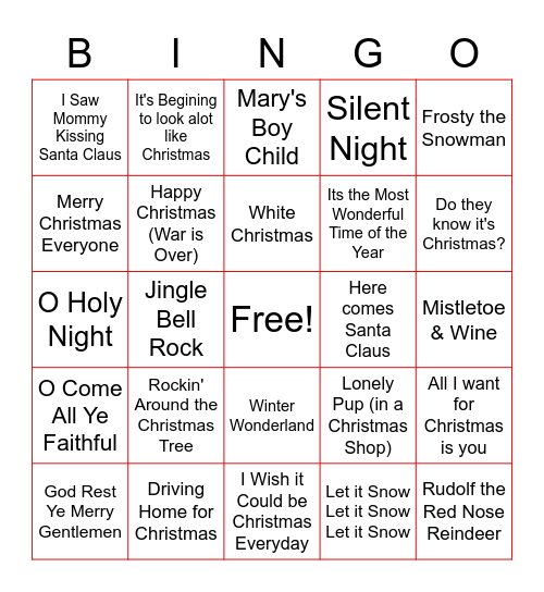 CHRISTMAS BINGO Card