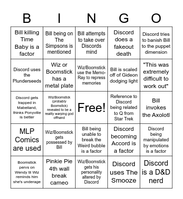Bill Cipher vs Discord Bingo Card