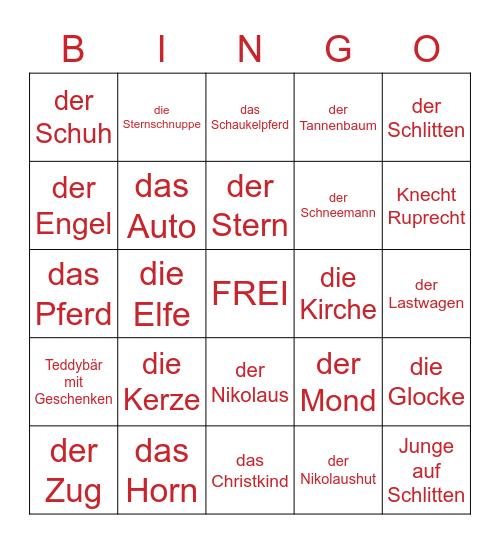 BINGO - Adventkalender Bingo Card