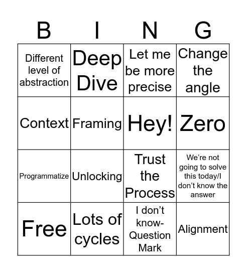 Stagen Lingo Bingo Card