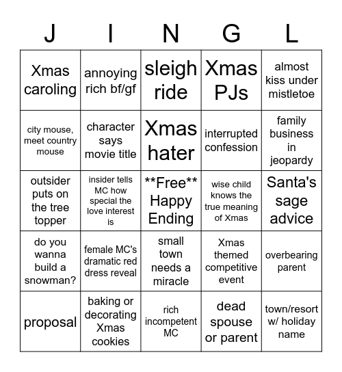 Xmas Movie Magic Jingl Bingo Card