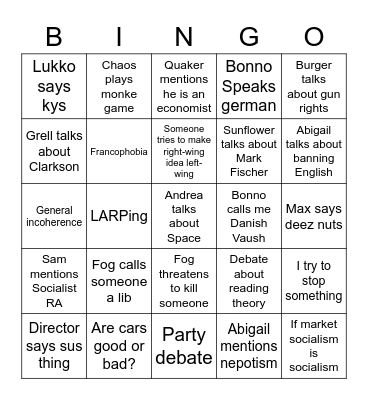 Untitled Bingo Card