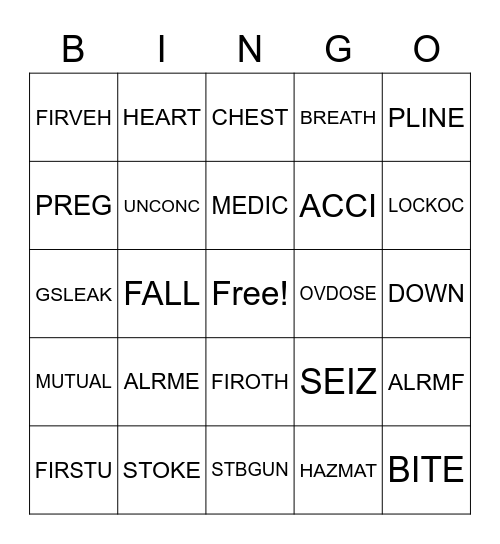 EMD Bingo Card