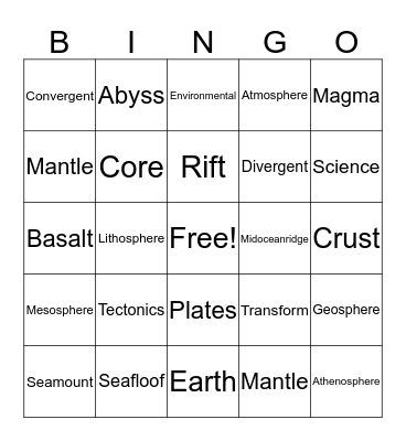 Moving Crusts Bingo Card