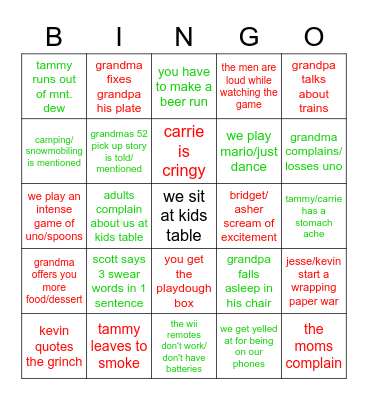 Family bingo! Bingo Card