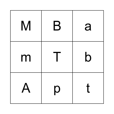 Alphabet Bingo Card