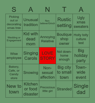 Moey & Mommy's Hallmark Christmas Movie Bingo Card
