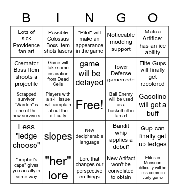rorR bingo Card