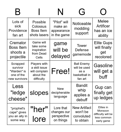 rorR bingo Card