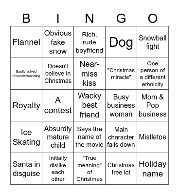 Hallmark Movie Bingo 12345 Bingo Card