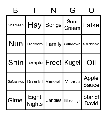 Chaverim Bingo Card