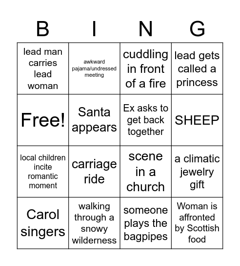 A Castle for Christmas Bingo Card