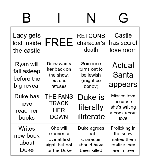 Castle for Christmas Bingo Card