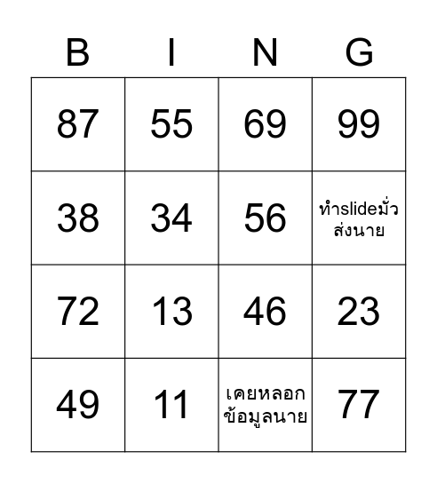 STS Lean with s-TP2M Bingo Card