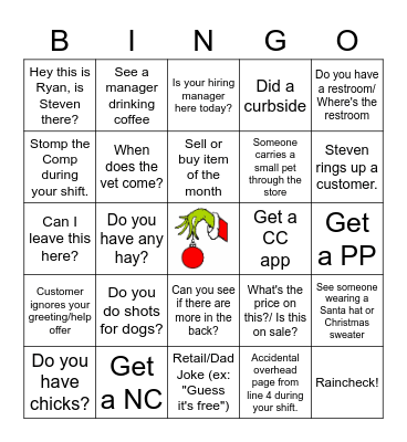 Holiday Work Bingo Card