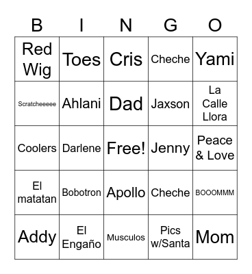Hernandez Family BINGO!! Bingo Card