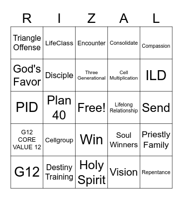 RIZAL PARTY Bingo Card