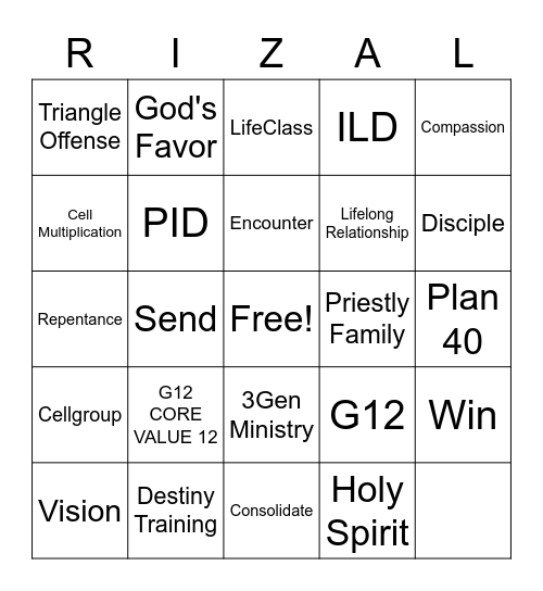 Rizal Party Bingo Card