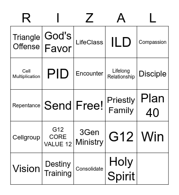 G12 RIZAL Bingo Card