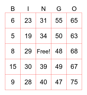 MI New Year Party Bingo Card