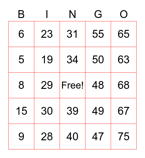 MI New Year Party Bingo Card