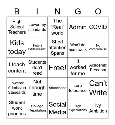 Educator Resistance Bingo Card