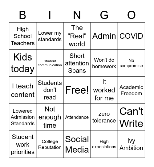 Educator Resistance Bingo Card