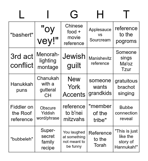 Hanukkah on Rye Bingo Card