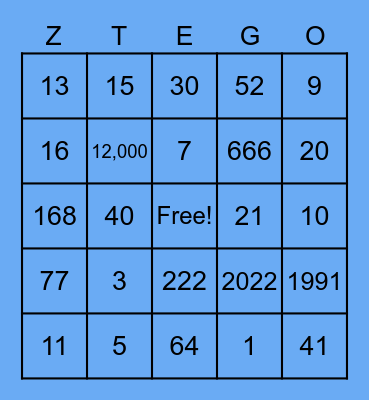 ZTE Go Bingo Card