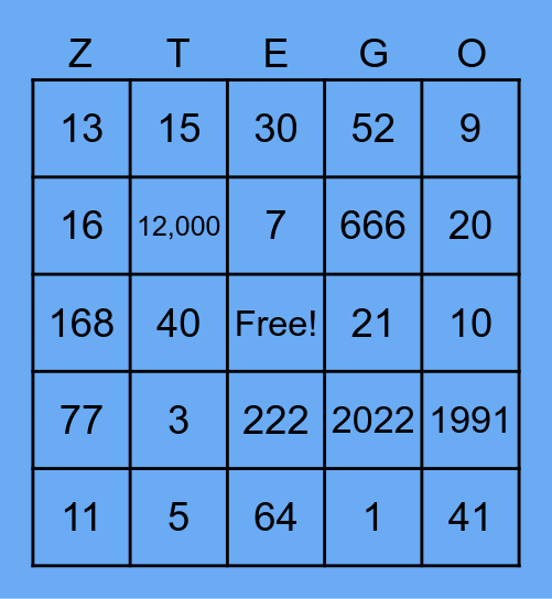 ZTE Go Bingo Card