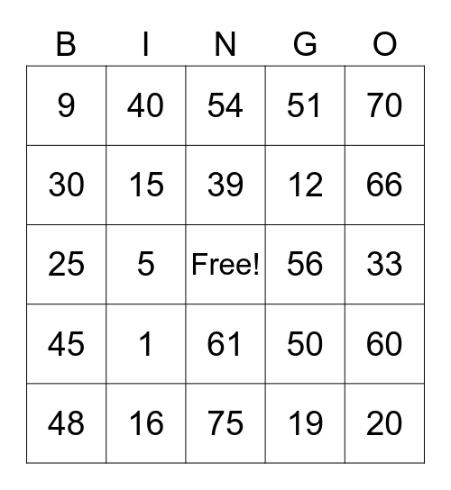 Ibrahim Lucky Card Bingo Card