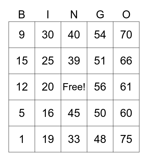 Ibrahim Lucky Card Bingo Card