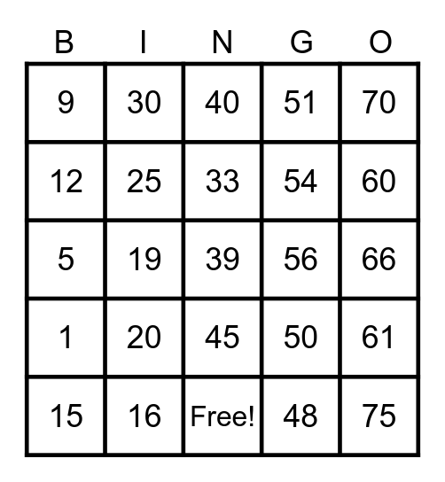 Ibrahim Lucky Card Bingo Card