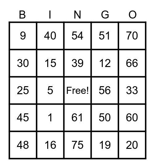 Ibrahim Lucky Card Bingo Card