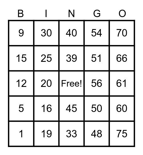 Ibrahim Lucky Card Bingo Card