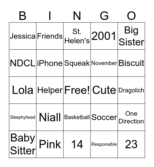 Happy Birthday, Jessica! Bingo Card