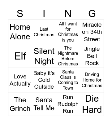 Christmas songs Bingo Card