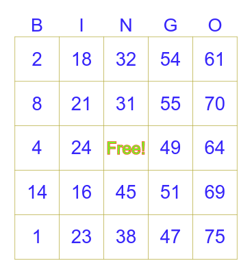 Brenda Card2 Bingo Card