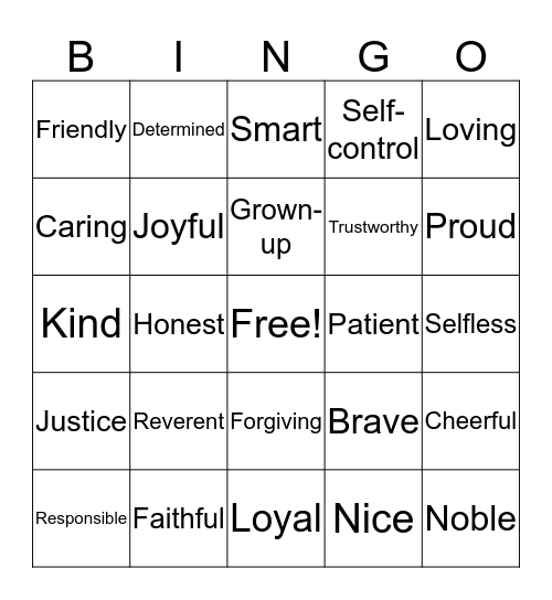 Leadership Bingo-Mrs. Ley's class Bingo Card
