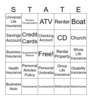 Jennifer Herren State Farm  Bingo Card