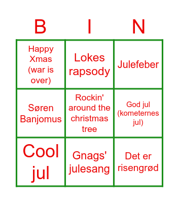 Julemusik bingo banko (Hallejule!!!) Bingo Card