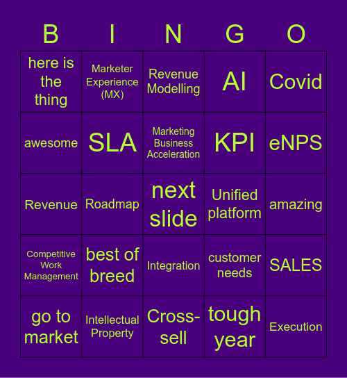 UP BS Bingo Card