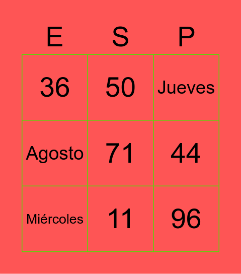 ¡Bingo! Bingo Card