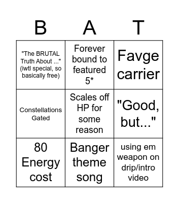 New 4* Bingo Card